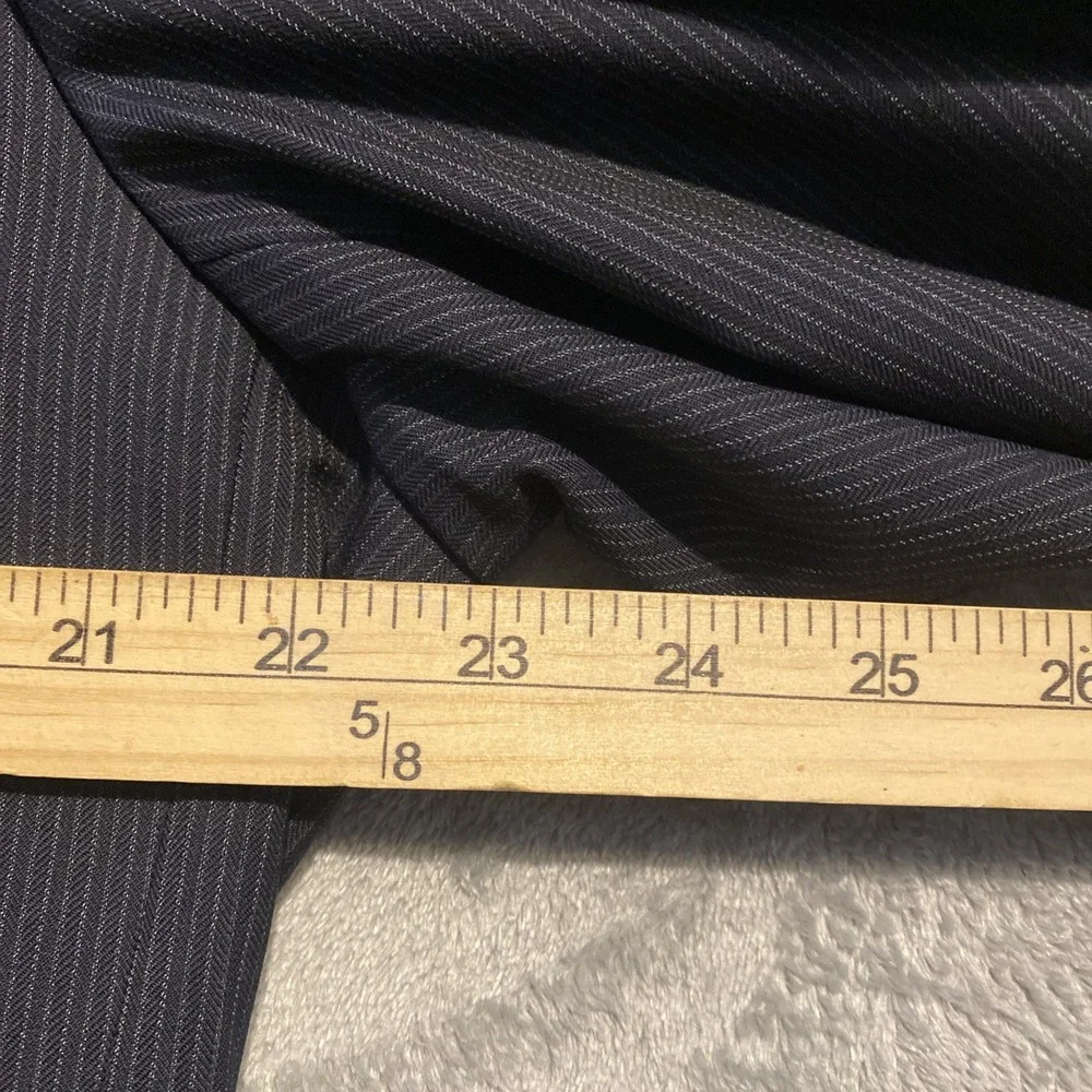 Calvin Klein Mens Black Merino Wool Suit Jacket Sz 44L Striped‎ Classic Career
